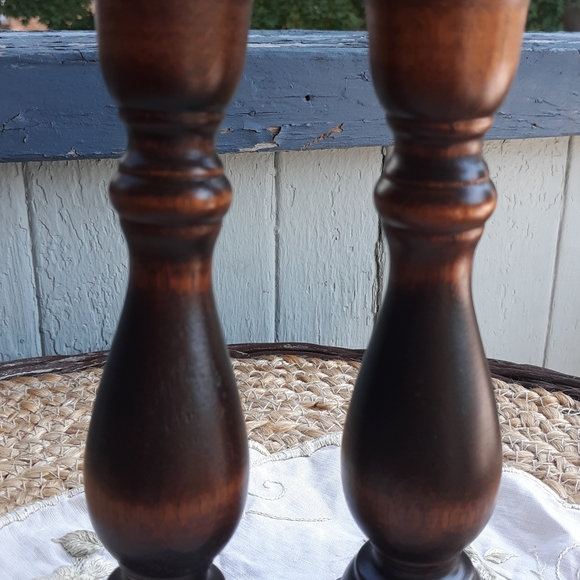 unknown Accents Vintage Walnut Turned Wood Candlesticks Poshmark
